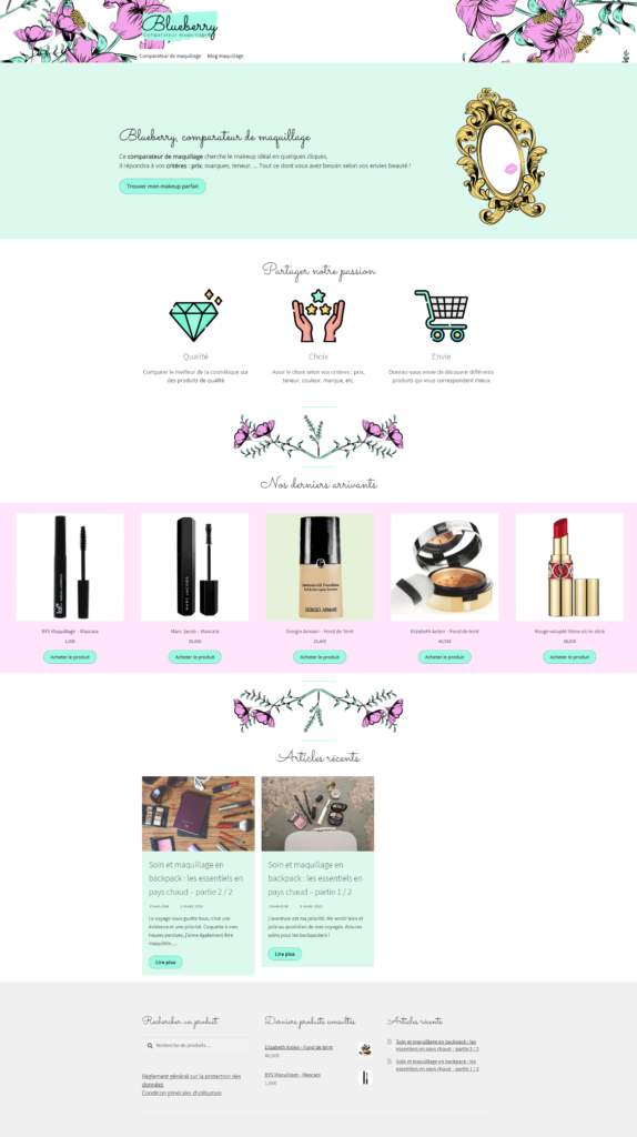 Acceuil comparateur maquillage webdesign