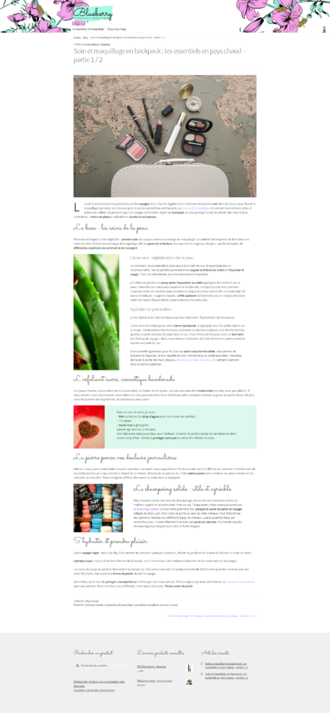 Article comparateur maquillage webdesign
