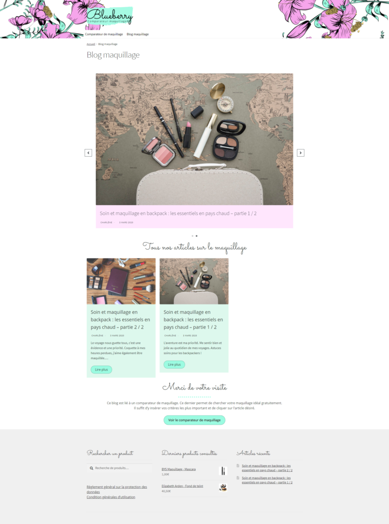 Page blog webdesign comparateur-maquillage