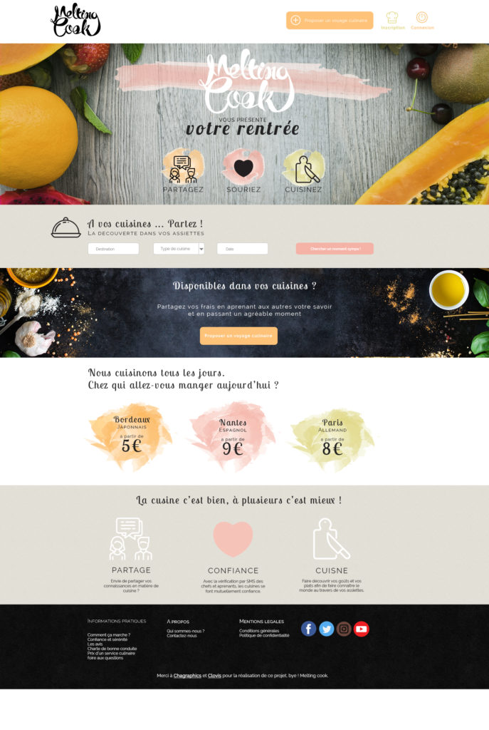 Webdesign de la page d'accueil du site internet